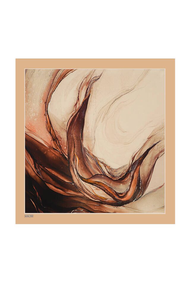 Cream Granite Pattern Sura Silk Scarf - 2