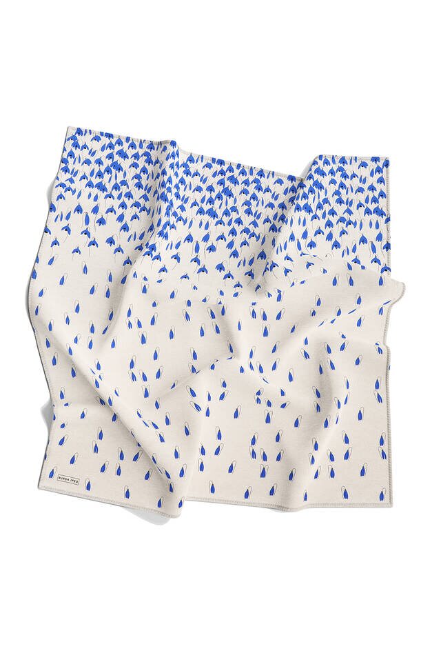 Cream Snowdrop Sura Silk Square Scarf - 4