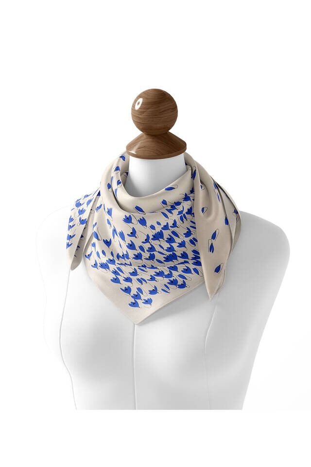 Cream Snowdrop Sura Silk Square Scarf - 3