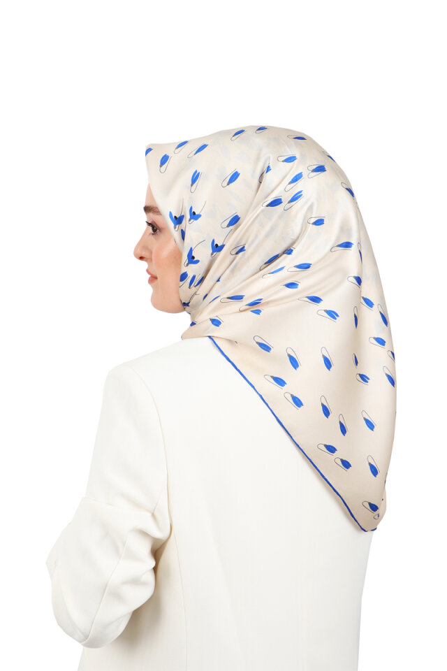 Cream Snowdrop Sura Silk Square Scarf 