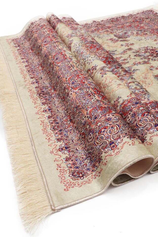 Cream Velvet Carpet Prayer Rug - 3