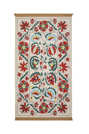 Cream Velvet Carpet Prayer Rug 