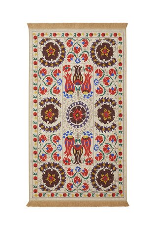 Cream Velvet Carpet Prayer Rug 