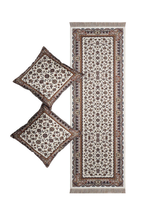 Cream Velvet Runner Set 