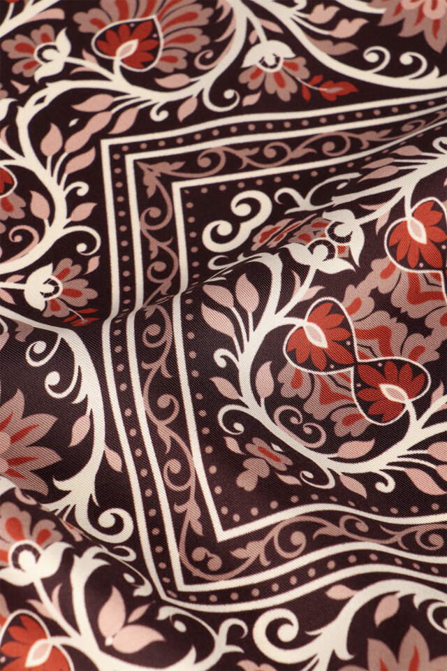 Brown Crown Pattern Twill Silk Scarf - 3
