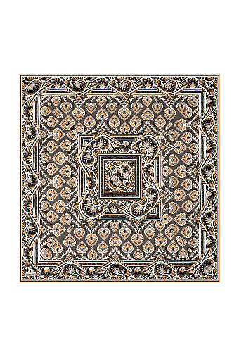 Dark Stone Crown Pattern Twill Silk Scarf 