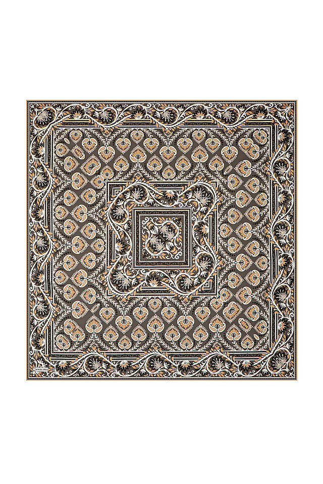 Dark Stone Crown Pattern Twill Silk Scarf 