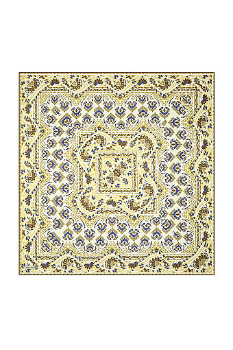 Green Crown Pattern Twill Silk Scarf 