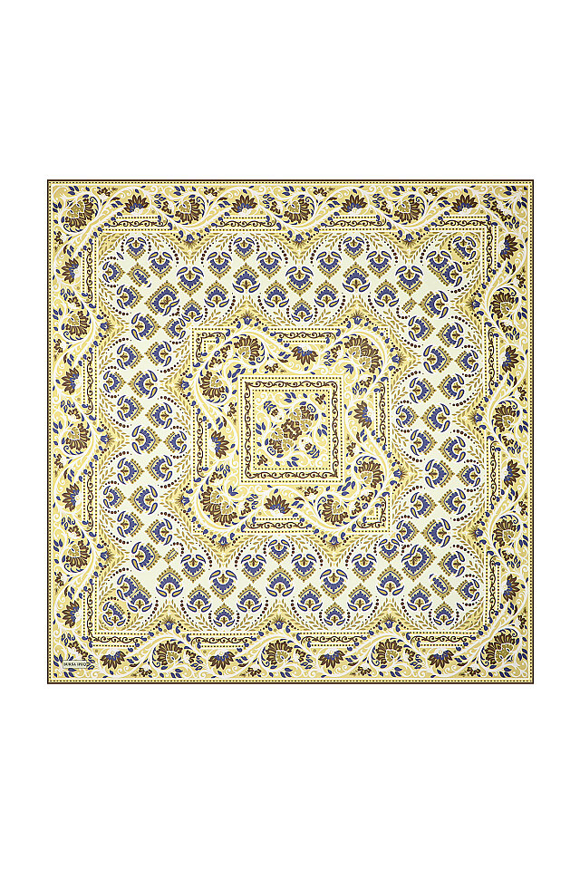 Green Crown Pattern Twill Silk Scarf 