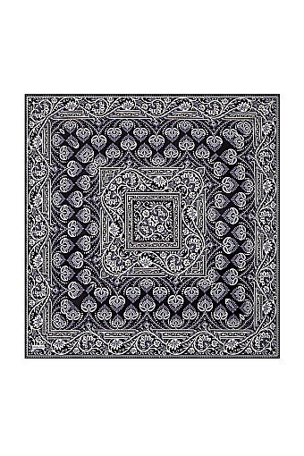 Grey Crown Pattern Twill Silk Scarf 