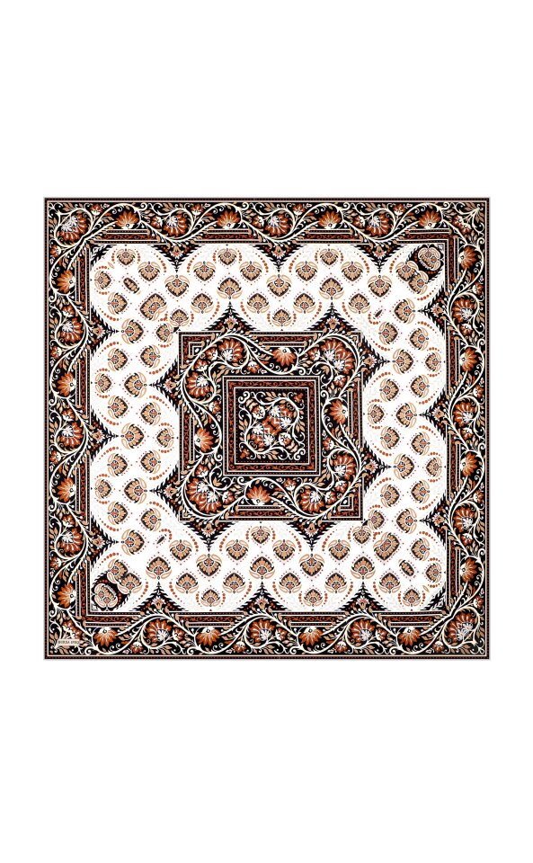 Tile Crown Pattern Twill Silk Scarf - 2