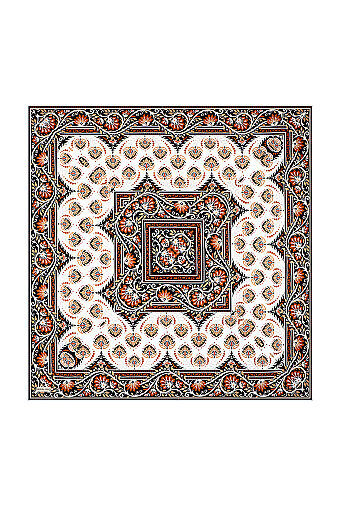 Tile Crown Pattern Twill Silk Scarf 
