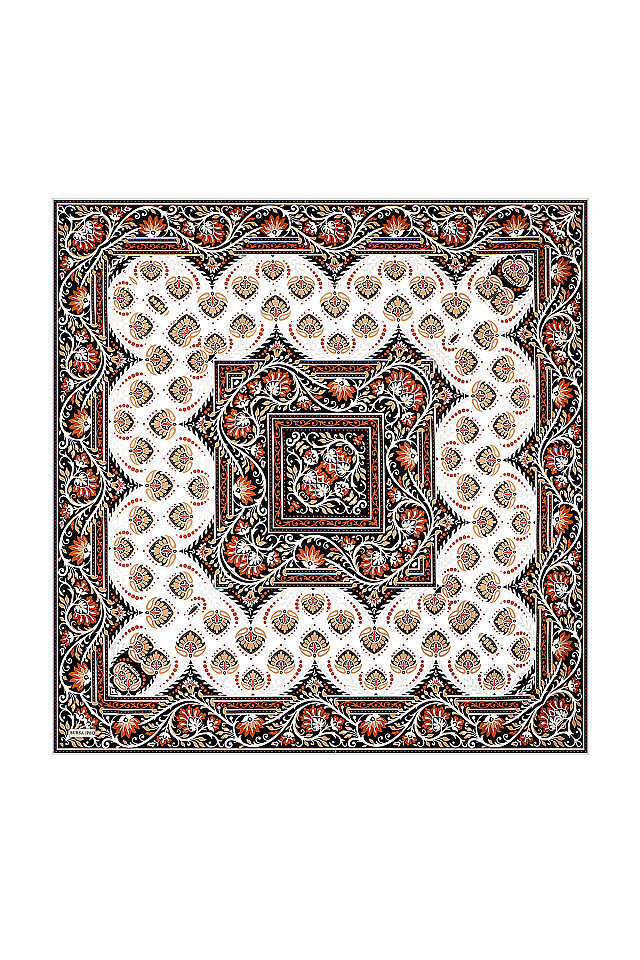 Tile Crown Pattern Twill Silk Scarf 
