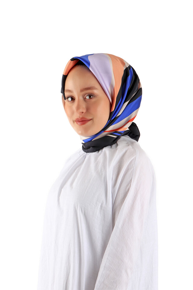 Saks Dalga Desen Twill İpek Eşarp 