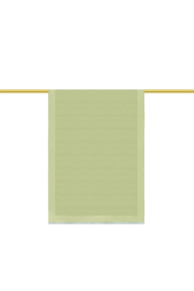 Açık Yeşil Damask Desen Jakarlı İpek Şal 