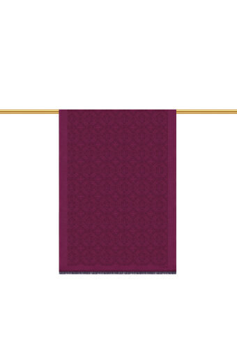 Fuşya Damask Desen Jakarlı İpek Şal 