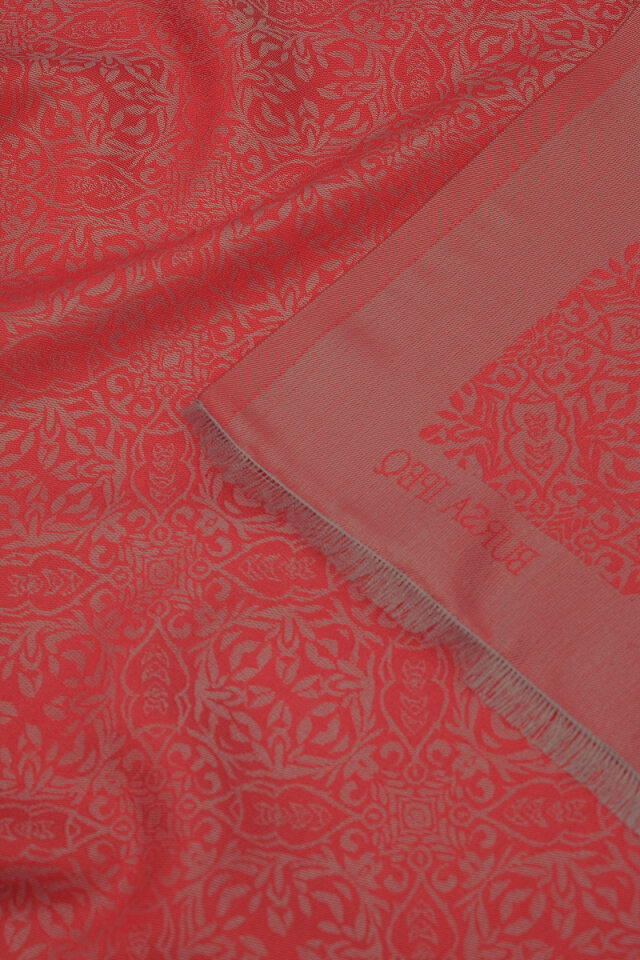 Narçiçeği Damask Desen Jakarlı İpek Şal - 3