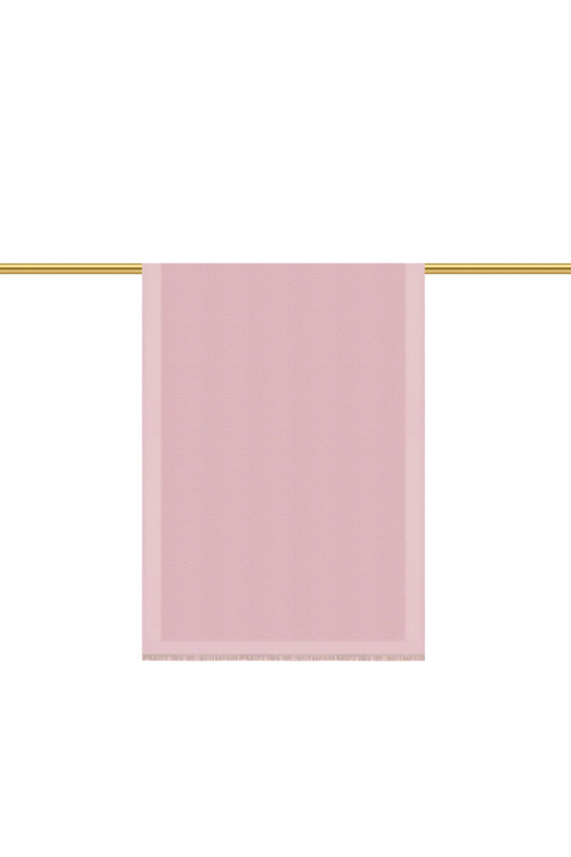 Pudra Damask Desen Jakarlı İpek Şal - 2