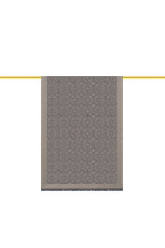 Vizon Damask Desen Jakarlı İpek Şal 