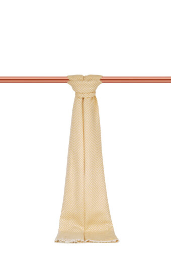 Ekru Bej Desenli Dar Yün Kaşkol 