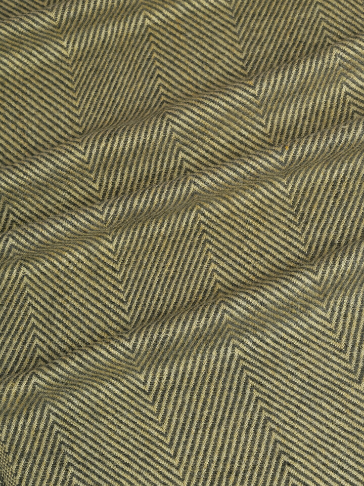 Sarı Füme Desenli Dar Yün Kaşkol - 3