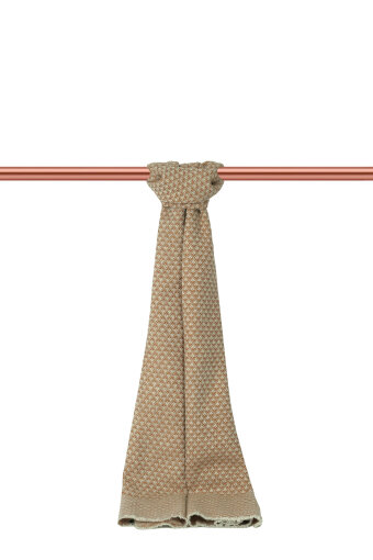 Sütlü Kahve Ekru Desenli Dar Yün Kaşkol 