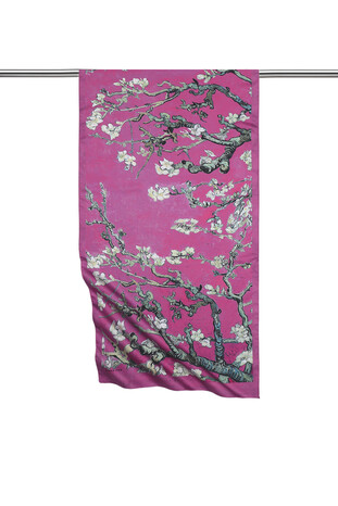 Dark Fuchsia Almond Blossom Silky Foulard 