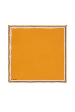 Dark Gold Bordered Plain Silk Pocket Square 