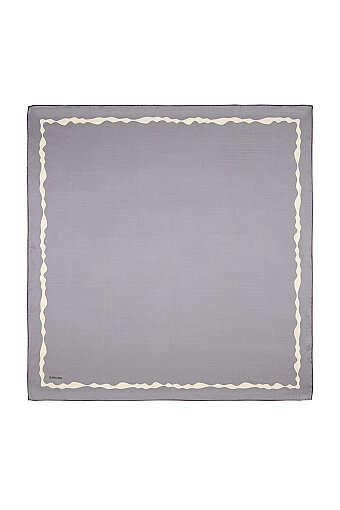 Dark Gray Bordered Water Wave Silk Square Scarf 