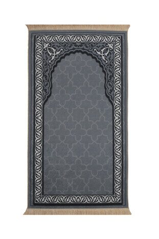 Dark Gray Velvet Carpet Prayer Rug 