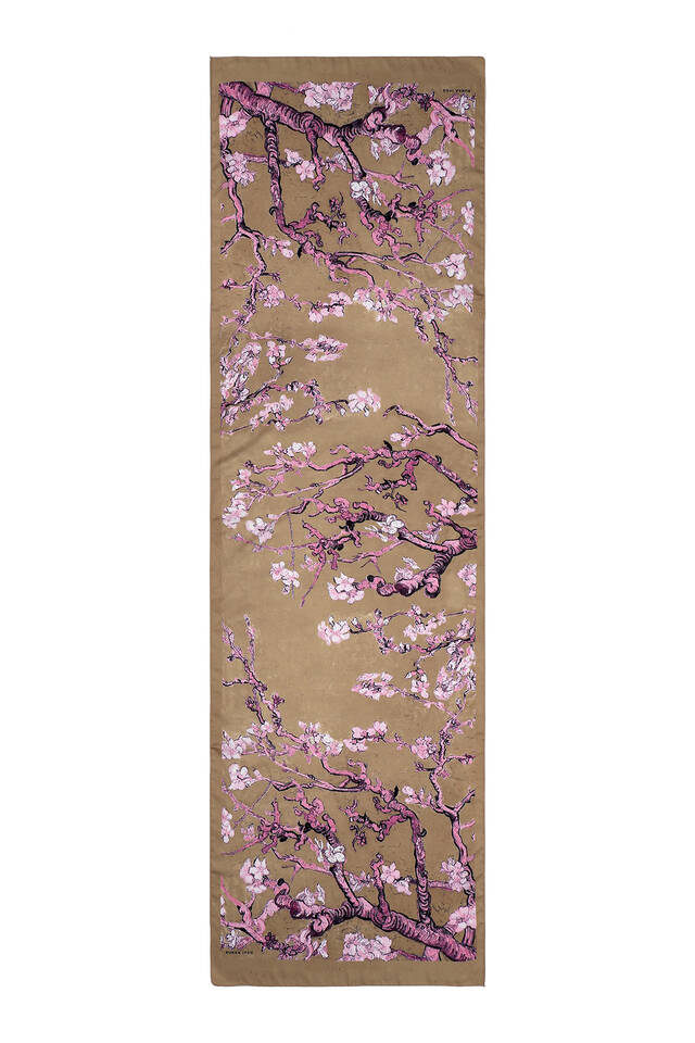 Dark Mustard Almond Blossom Silky Foulard - 3
