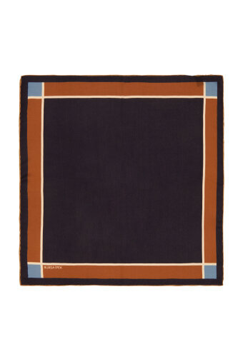 Dark Navy Wide Border Plain Silk Pocket Square 