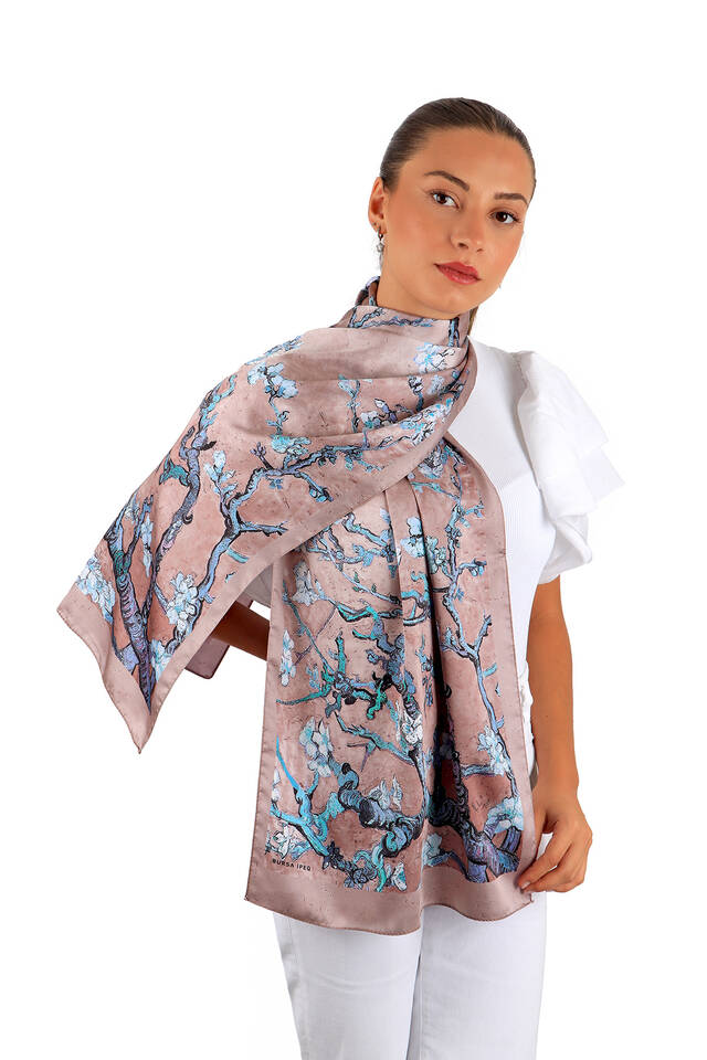 Dark Powder Almond Blossom Silky Foulard - 2