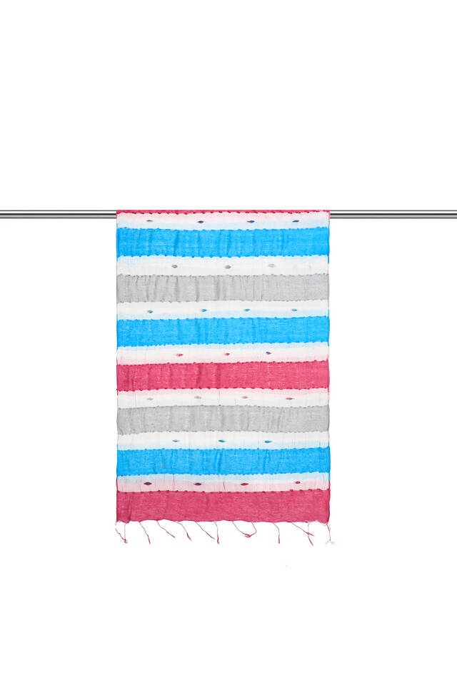 Turkuaz Fuşya Degrade Kozalı Fular - 2