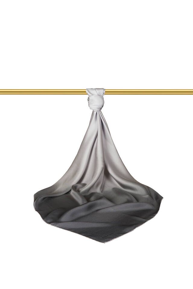 Füme Gri Degrade Twill İpek Eşarp - 2