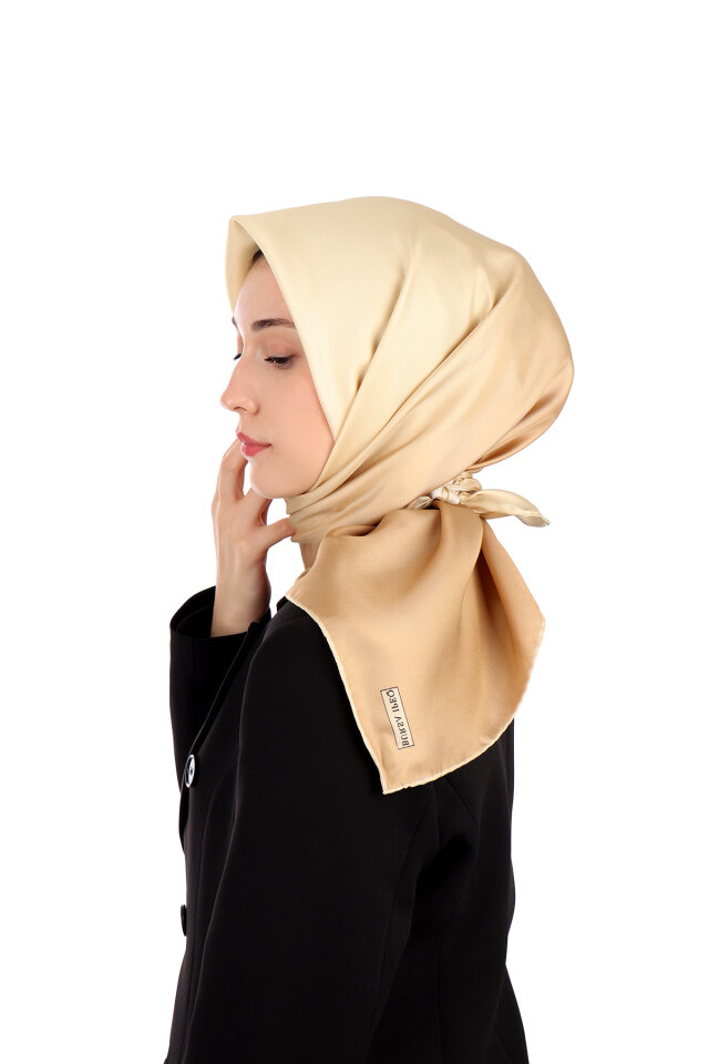 Gold Krem Degrade Twill İpek Eşarp - 2