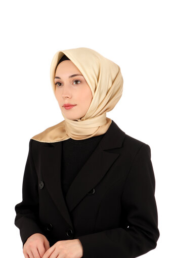 Gold Krem Degrade Twill İpek Eşarp 
