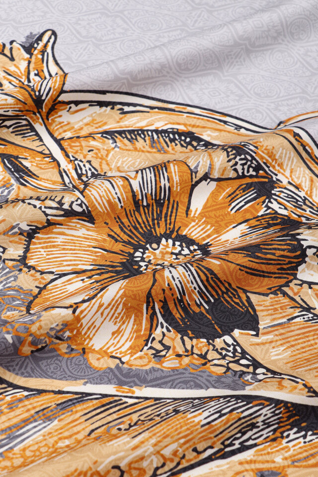 Füme Derya Desen Twill İpek Eşarp - 4