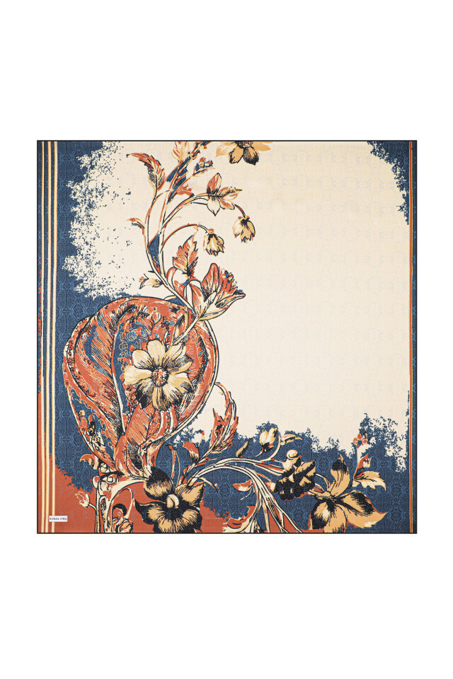 Kiremit Derya Desen Twill İpek Eşarp 