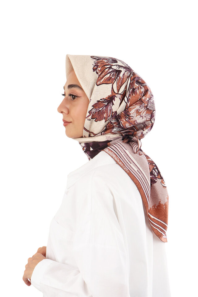 Vizon Derya Desen Twill İpek Eşarp - 2