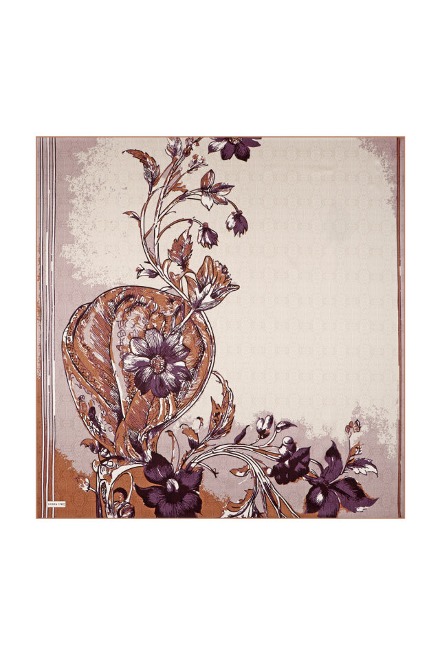 Vizon Derya Desen Twill İpek Eşarp - 3