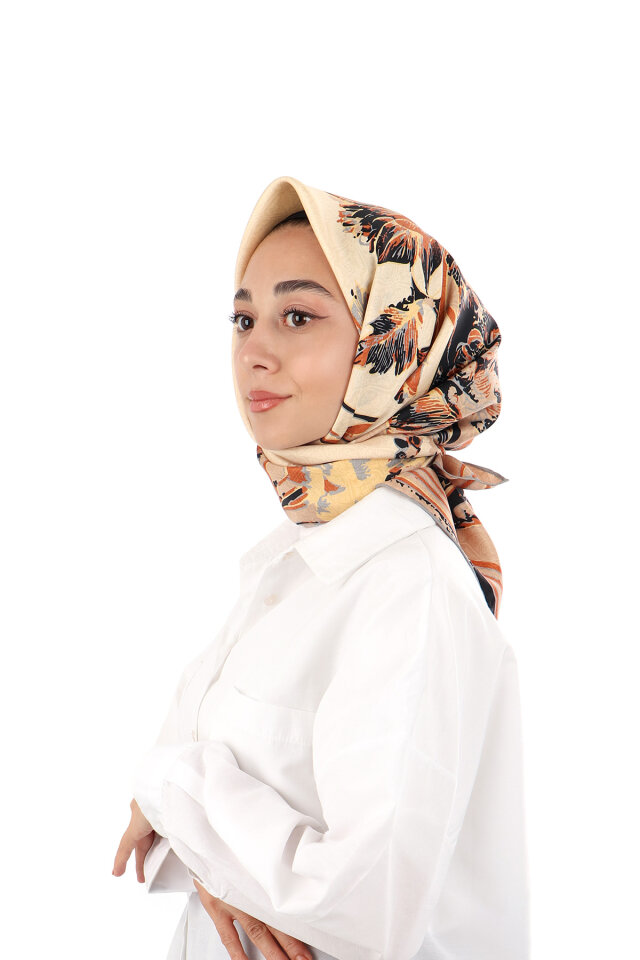 Black Sea Pattern Twill Silk Scarf 