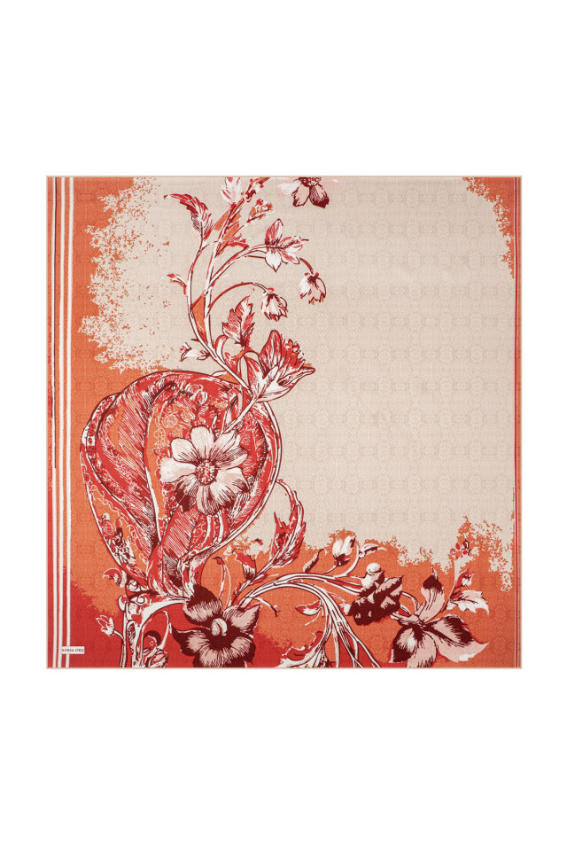 Coral Sea Pattern Twill Silk Scarf - 3