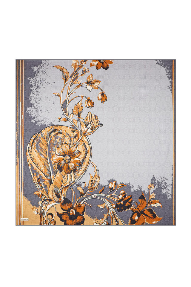 Smoked Sea Pattern Twill Silk Scarf - 3