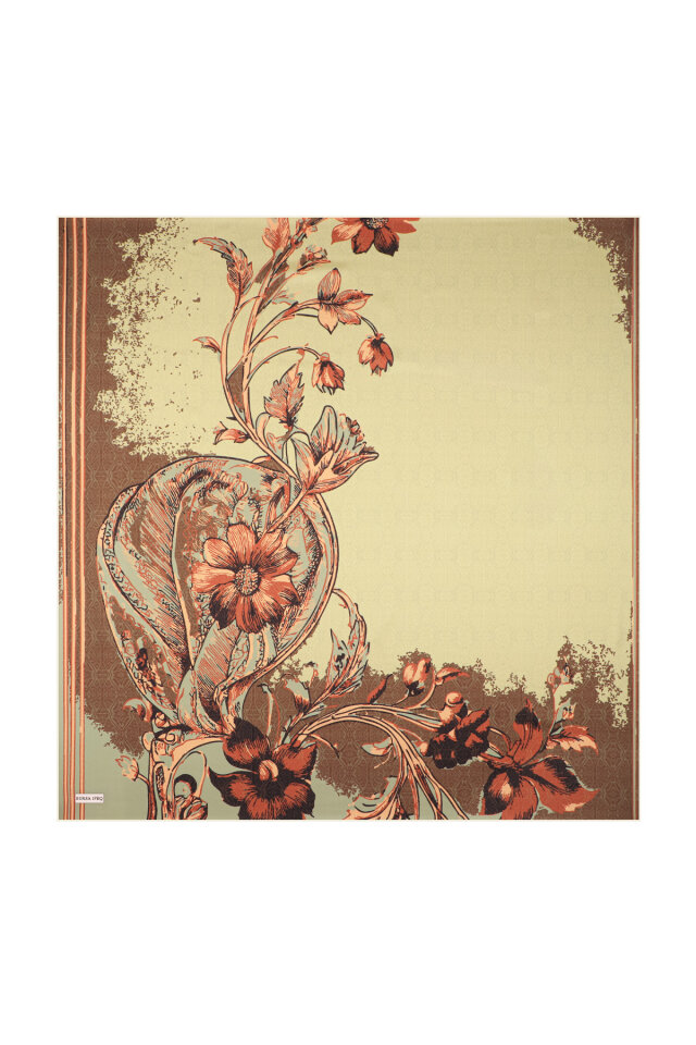 Green Sea Pattern Twill Silk Scarf - 3