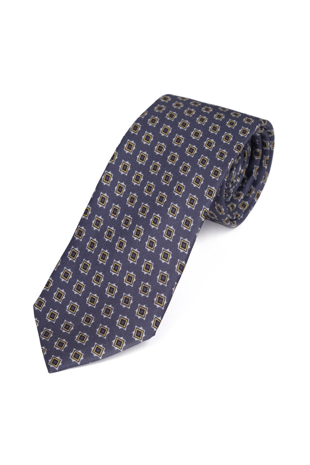 Füme Desenli İpek Kravat Takımı - 3
