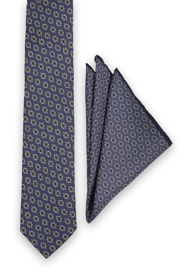 Füme Desenli İpek Kravat Takımı - Bursa İpek