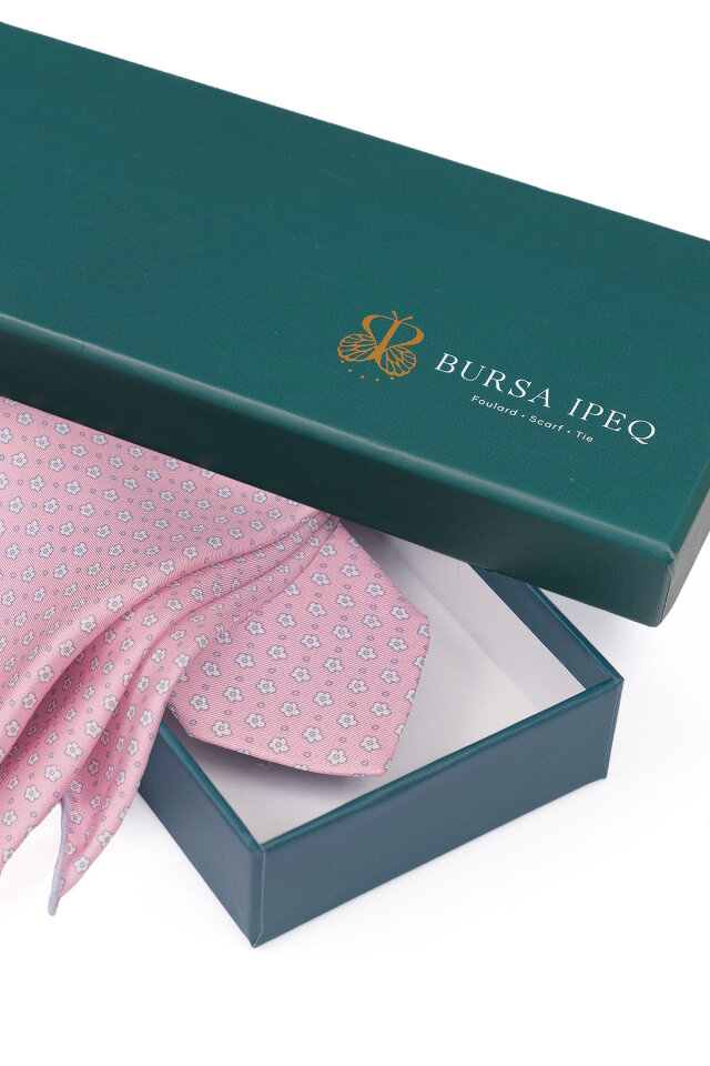 Pudra Desenli İpek Kravat Takımı - 4