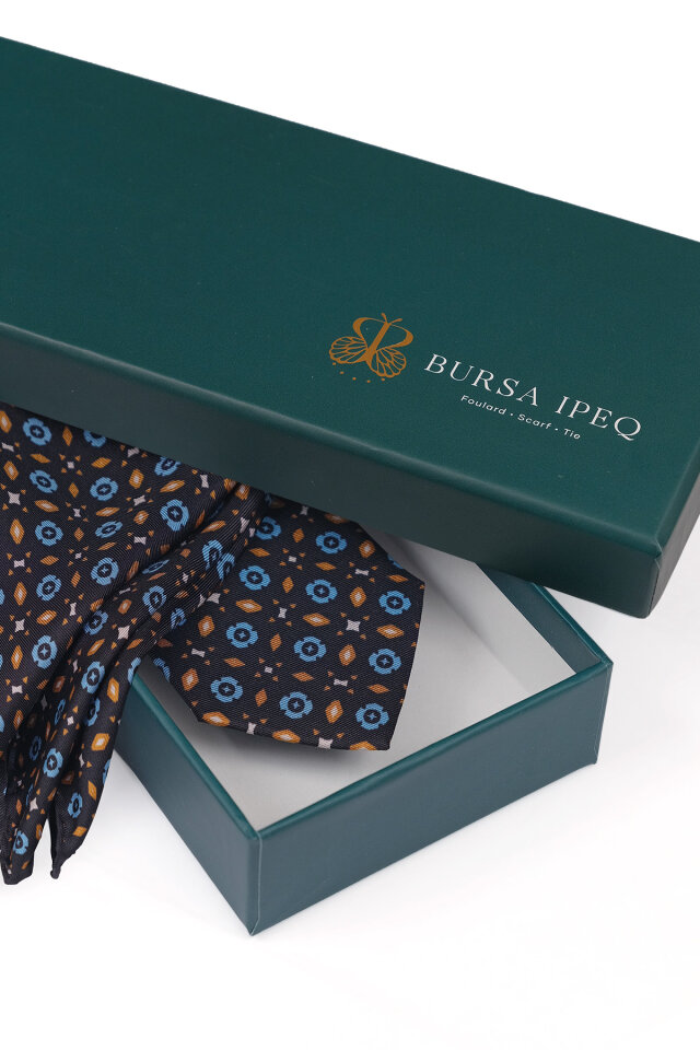 Siyah Desenli İpek Kravat Takımı - 4
