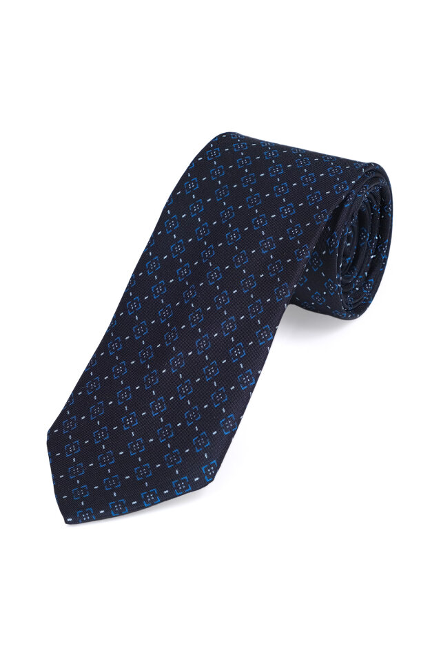 Siyah Desenli İpek Kravat Takımı - 3